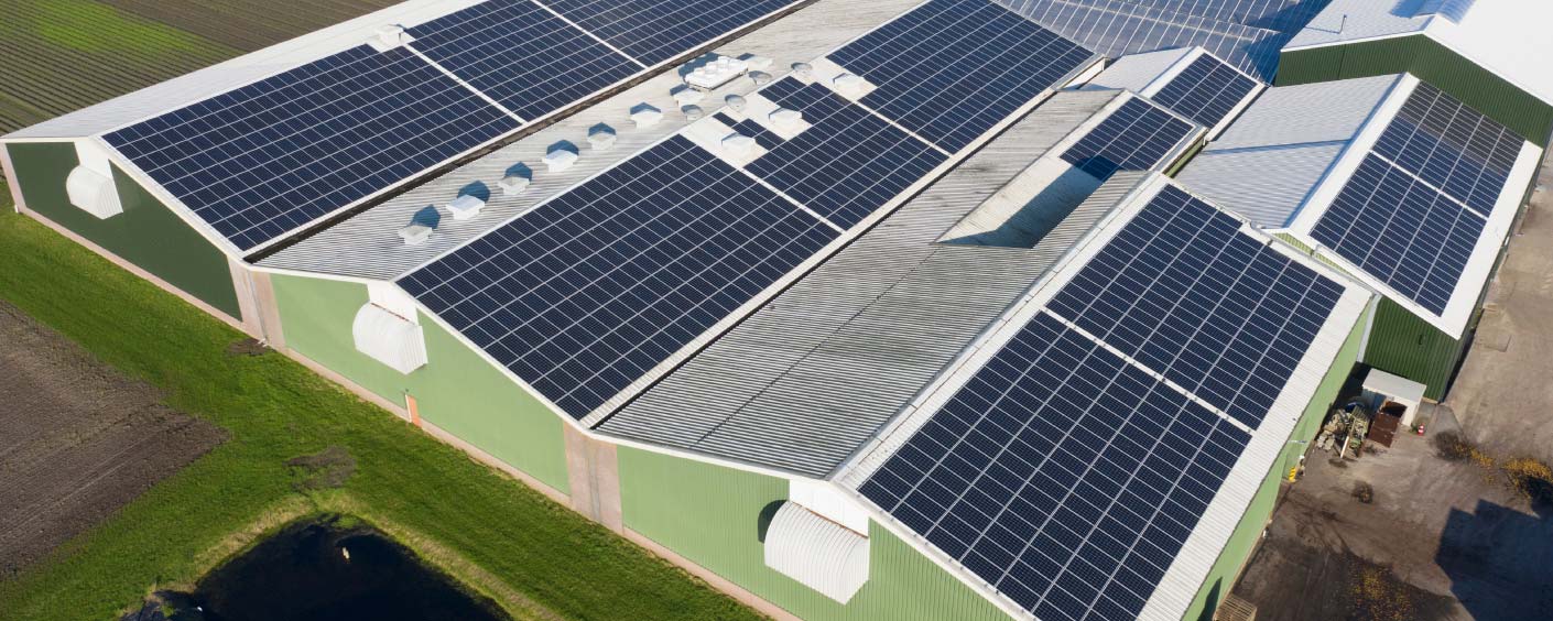 Commercial solar installation on a business building