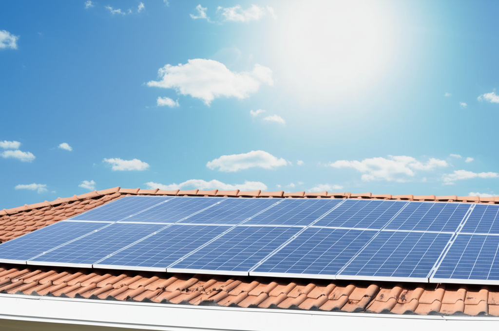 Solar panels on a residential roof